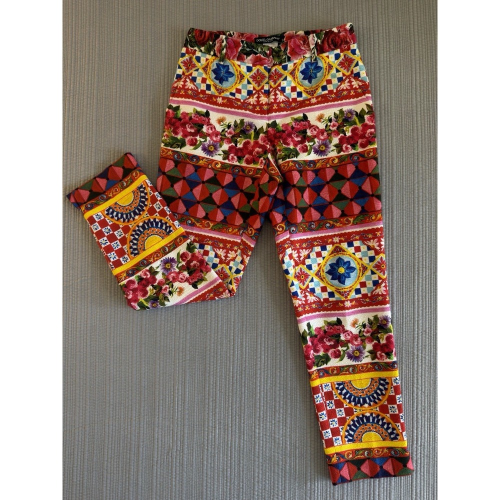 Rare Dolce & Gabbana Multicolor‎ Circus Print Pants Straight Leg  size 38